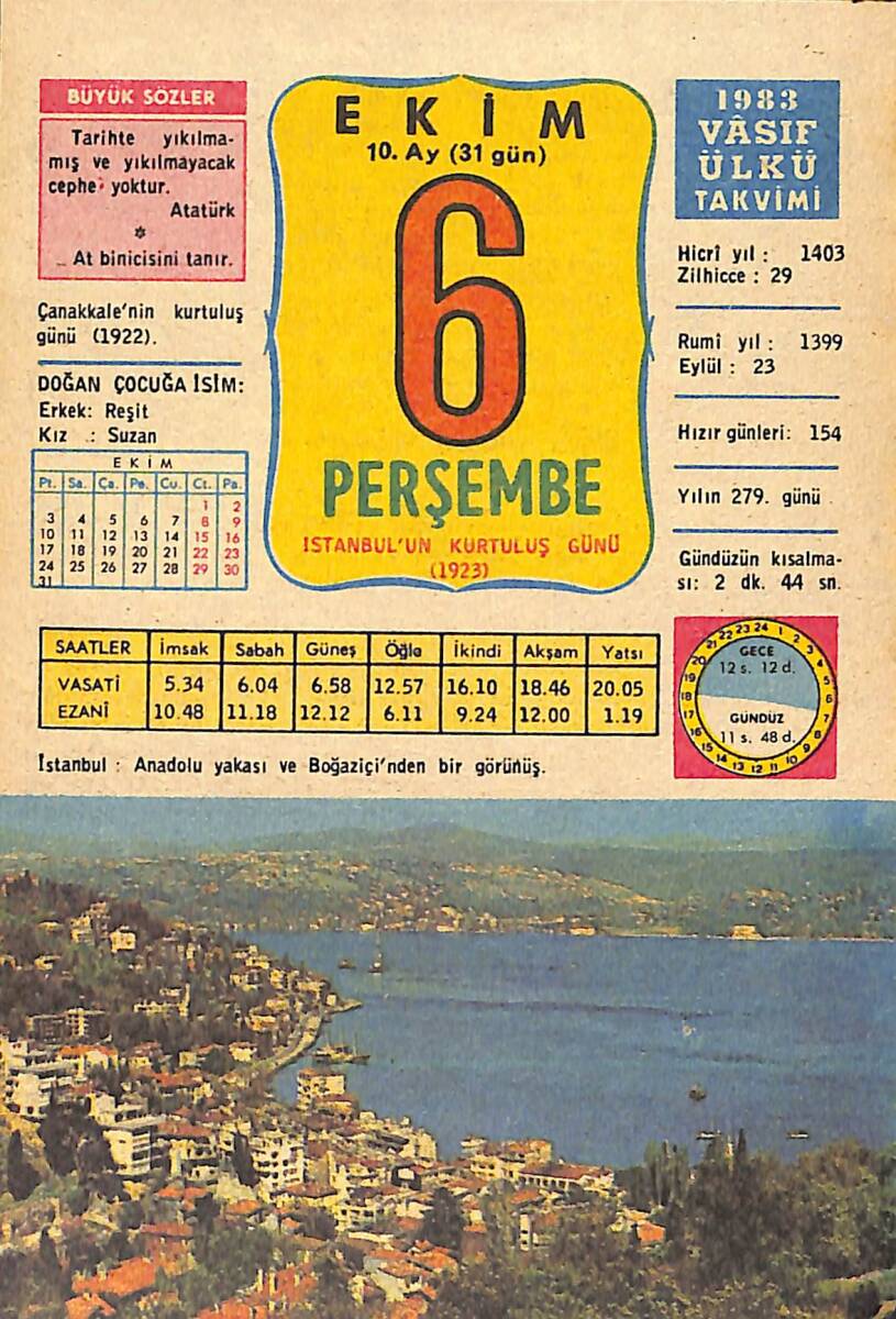 6 Ekim 1983 Takvim Yaprağı - Doğum Günü Hediyesi EFMN14741 - 1