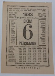 6 Ekim 1983 Takvim Yaprağı - Doğum Günü Hediyesi EFM(N)6709 - Gökçekoleksiyon