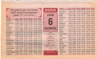 6 Ekim 2008 Takvim Yaprağı EFM(N)3223 - 1