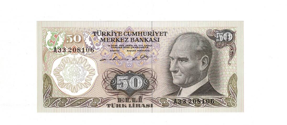 6. Emisyon 1. Tertip 50 Türk Lirası Seri A33 ÇİL - TCK9901 - 1