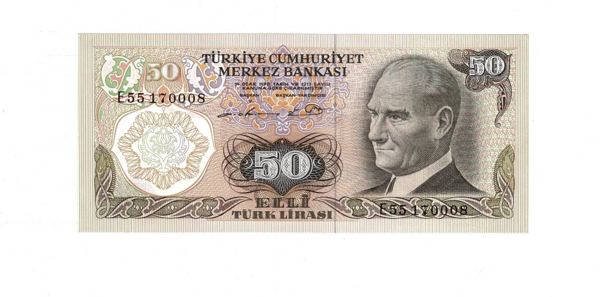 6. Emisyon 1. Tertip 50 Türk Lirası Seri E55 ÇA/ÇİL - TCK9905 - 1