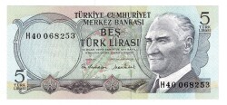 6. Emisyon 2.Tertip 5 Türk Lirası Seri H40 ÇİL TCK9670 - 1