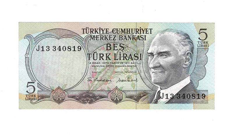 6. Emisyon 2.Tertip 5 Türk Lirası Seri No J13 ÇİL TCK9672 - 1
