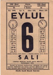 6 Eylül 1966 Takvim Yaprağı EFM(N)3589 - 2