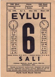 6 Eylül 1966 Takvim Yaprağı EFM(N)3589 - 1