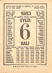 6 Eylül 1983 Takvim Yaprağı - Doğum Günü Hediyesi EFMN15420 - Gökçekoleksiyon