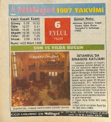 6 Eylül 1987 Takvim Yaprağı - Doğum Günü Hediyesi EFMN14123 - Gökçekoleksiyon