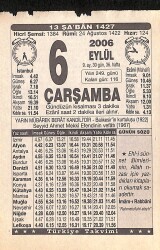 6 Eylül 2006 Takvim Yaprağı - Doğum Günü Hediyesi EFMN15846 - Gökçekoleksiyon