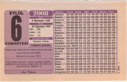 6 Eylül 2008 Takvim Yaprağı EFM(N)2646 - 1