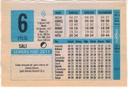 6 Eylül 2011 Takvim Yaprağı EFM(N)1294 - 1