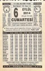 6 Eylül 2014 Takvim Yaprağı - Doğum Günü Hediyesi EFMN14296 - Gökçekoleksiyon