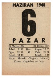 6 Haziran 1948 Takvim Yaprağı EFM882 - 3