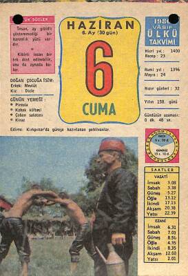 6 Haziran 1980 Takvim Yaprağı - Doğum Günü Hediyesi EFM(N)9123 - 1