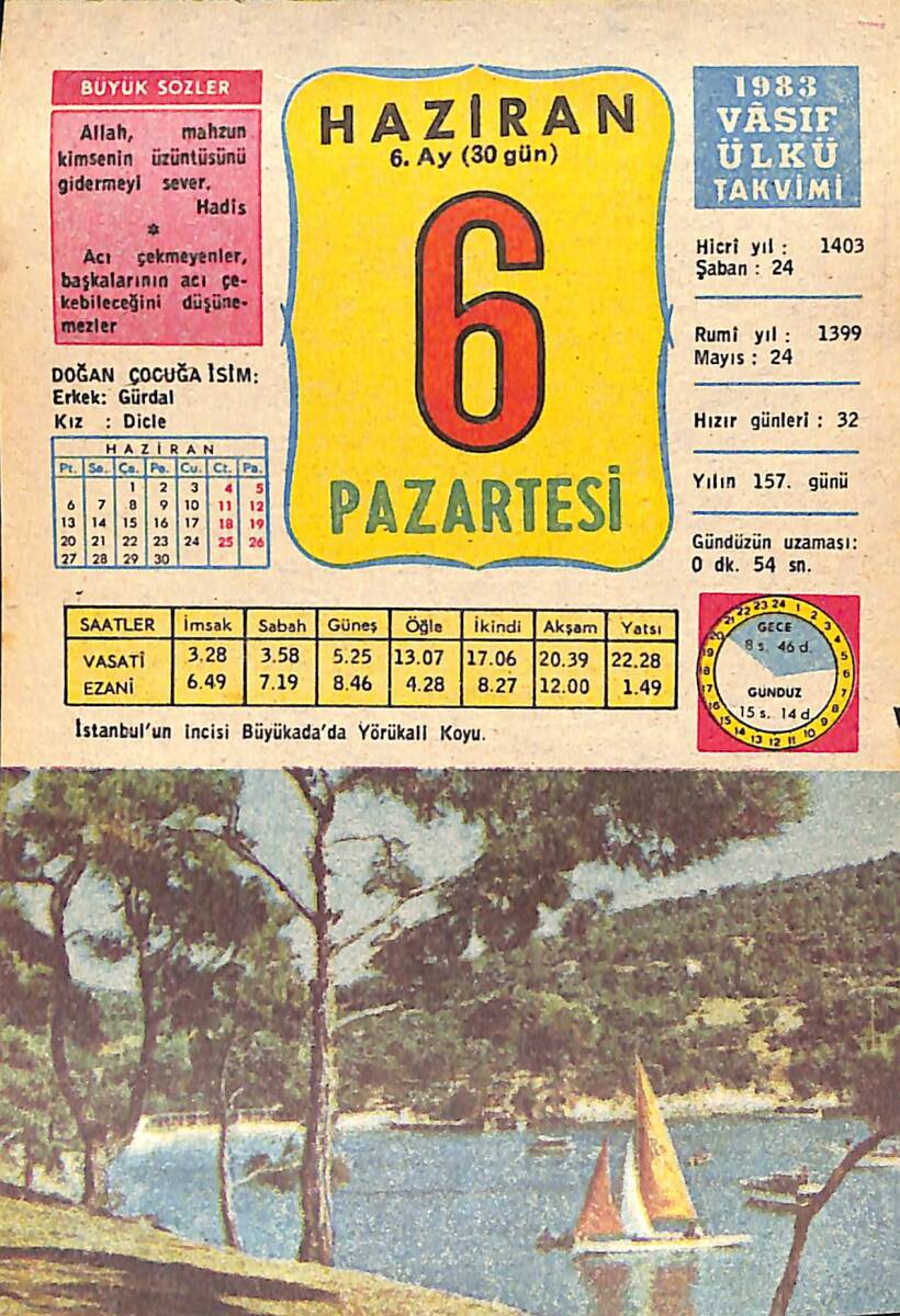 6 Haziran 1983 Takvim Yaprağı - Doğum Günü Hediyesi EFMN15095 - 1