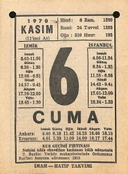 6 Kasım 1970 Takvim Yaprağı - Doğum Günü Hediyesi EFM(N)10738 - 2