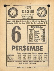 6 Kasım 1975 Takvim Yaprağı - Doğum Günü Hediyesi EFM(N)12576 - Gökçekoleksiyon