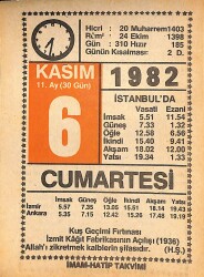 6 Kasım 1982 Takvim Yaprağı - Doğum Günü Hediyesi EFMN15985 - Gökçekoleksiyon