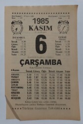 6 Kasım 1985 Takvim Yaprağı - Doğum Günü Hediyesi EFM(N)6682 - Gökçekoleksiyon