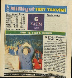6 Kasım 1987 Takvim Yaprağı - Doğum Günü Hediyesi EFM(N)11939 - Gökçekoleksiyon