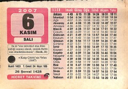 6 Kasım 2007 Takvim Yaprağı - Doğum Günü Hediyesi EFMN16015 - Gökçekoleksiyon