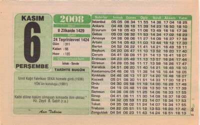 6 Kasım 2008 Takvim Yaprağı EFM(N)3802 - 1