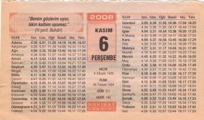 6 Kasım 2008 Takvim Yaprağı EFM(N)3890 - 1