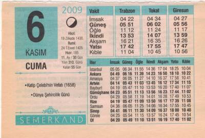 6 Kasım 2009 Takvim Yaprağı EFM(N)3830 - 1