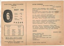 6 Mart 1960 Ajans Türk Takvim Yaprağı (Şiirli Saatli) EFM(N)1533 - 4