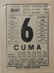 6 Mart 1970 Takvim Yaprağı - Doğum Günü Hediyesi EFM(N)7950 - 2