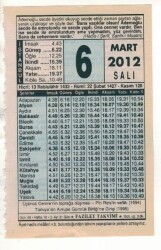 6 Mart 2012 Takvim Yaprağı EFM(N)1876 - 3
