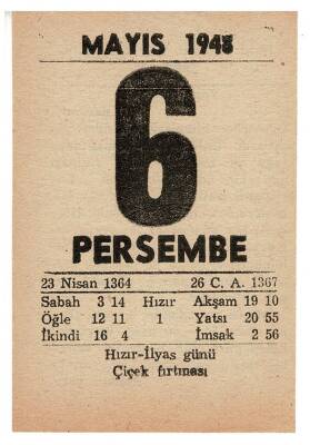 6 Mayıs 1948 Takvim Yaprağı EFM892 - 3