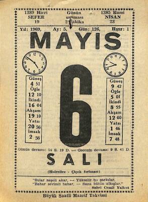 6 Mayıs 1969 Takvim Yaprağı - Doğum Günü Hediyesi EFM(N)11113 - 1
