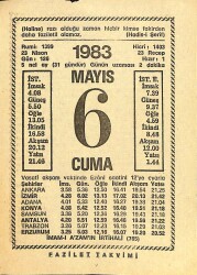 6 Mayıs 1983 Takvim Yaprağı - Doğum Günü Hediyesi EFM(N)12153 - Gökçekoleksiyon