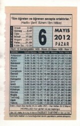 6 Mayıs 2012 Takvim Yaprağı EFM(N)1937 - 3