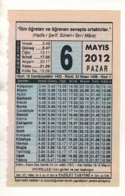 6 Mayıs 2012 Takvim Yaprağı EFM(N)1937 - 3