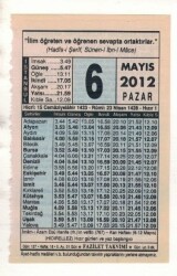 6 Mayıs 2012 Takvim Yaprağı EFM(N)1937 - 1