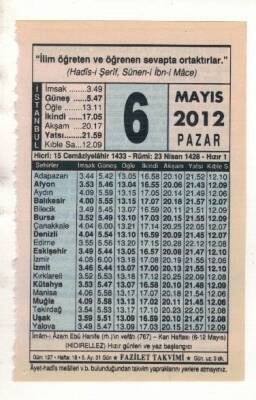 6 Mayıs 2012 Takvim Yaprağı EFM(N)1937 - 1
