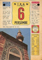 6 Nisan 1972 Takvim Yaprağı - Doğum Günü Hediyesi EFM(N)12196 - Gökçekoleksiyon