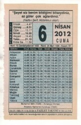 6 Nisan 2012 Takvim Yaprağı EFM(N)1907 - 3