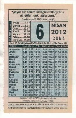 6 Nisan 2012 Takvim Yaprağı EFM(N)1907 - 3