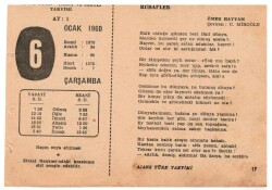 6 Ocak 1960 Ajans Türk Takvim Yaprağı(Şiirli Saatli) EFM(N)1809 - 3