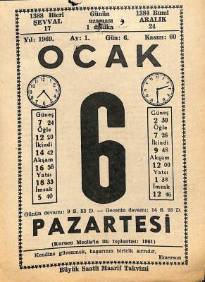6 Ocak 1969 Takvim Yaprağı - Doğum Günü Hediyesi EFM(N)11041 - 1