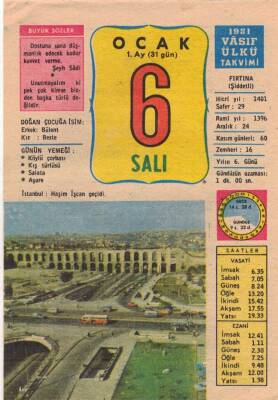 6 Ocak 1981 Takvim Yaprağı EFM(N)2730 - 1