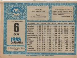 6 Ocak 1988 Takvim Yaprağı EFM(N)4900 - Gökçekoleksiyon