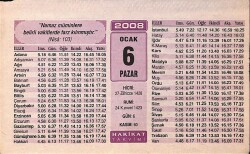 6 Ocak 2008 Takvim Yaprağı - Doğum Günü Hediyesi EFM(N)7472 - Gökçekoleksiyon