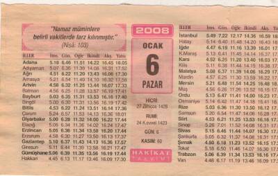 6 Ocak 2008 Takvim Yaprağı EFM(N)4993 - 1
