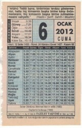6 Ocak 2012 Takvim Yaprağı EFM(N)1489 - 4