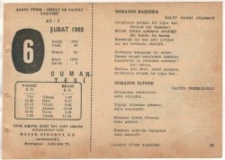 6 Şubat 1960 Ajans Türk Takvim Yaprağı (Şiirli Saatli) EFM(N)1504 - 3