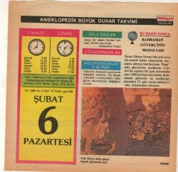 6 Şubat 1984 Takvim Yaprağı EFM(N)5160 - Gökçekoleksiyon
