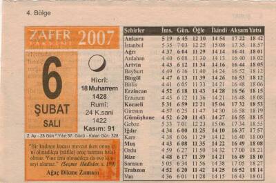 6 Şubat 2007 Takvim Yaprağı EFM(N)5525 - 1